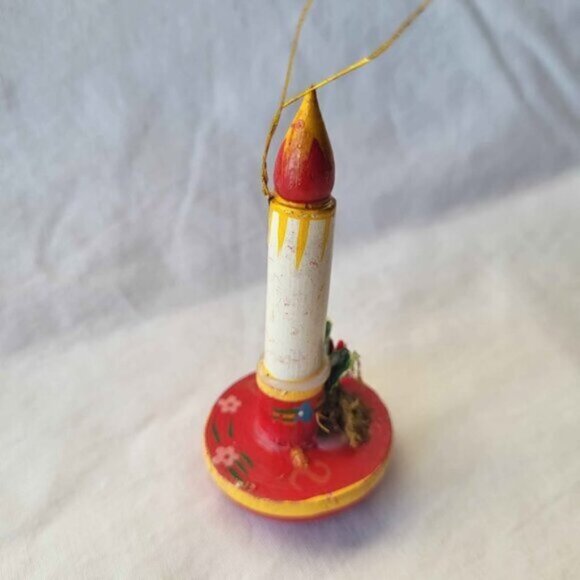 Vintage Ornament Wooden Candle Stick - Picture 1 of 7